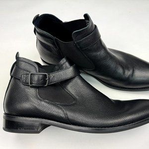 Kenneth Cole Rhett Leather Chelsea Boots Mens 11 Elastic ShaftStrap Black 112552